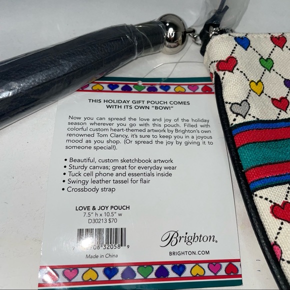 Brighton Love & Joy Pouch Crossbody Canvas Purse with Tassel NWT - Picture 4 of 8
